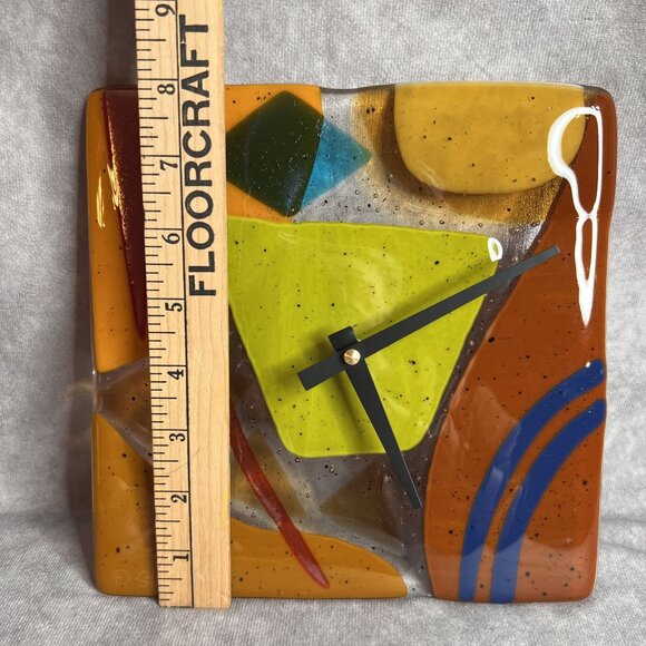 Colorful Geometric Fused Glass Wall Clock By Danielle Styles Battery Operated - Picture 2 of 12